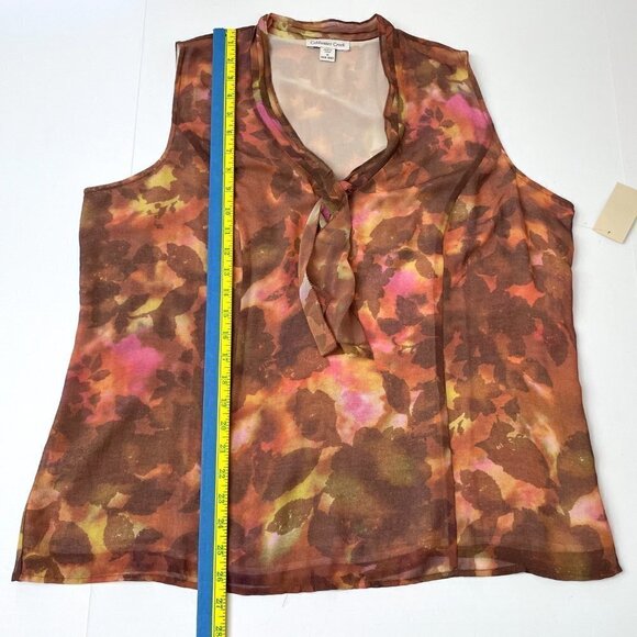 NEW Coldwater Creek Women's Shell Brown Pink Print Sleeveless Top size 1X - Picture 6 of 9